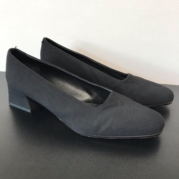 Sesto Meucci Italian Made Leather Sole Square Toe Low Block Heel Pump Blue 8.5 - Picture 1 of 16
